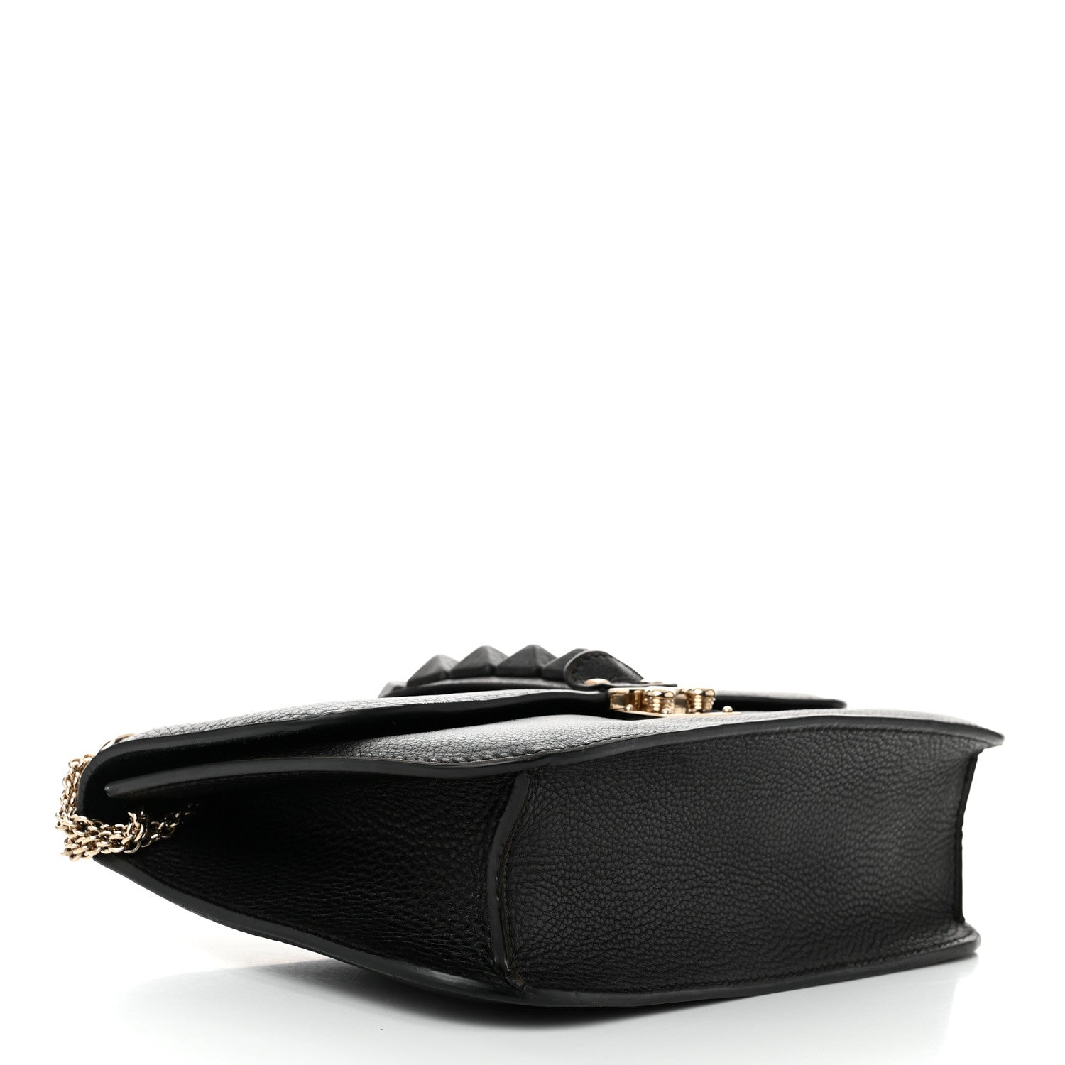Valentino Garavani Pebbled Calfskin Monochrome Medium Glam Lock Rockstud Flap Black 4 of 9