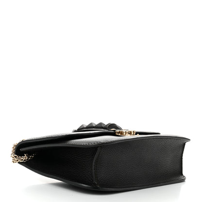 Valentino Garavani Pebbled Calfskin Monochrome Medium Glam Lock Rockstud Flap Black 4 of 9