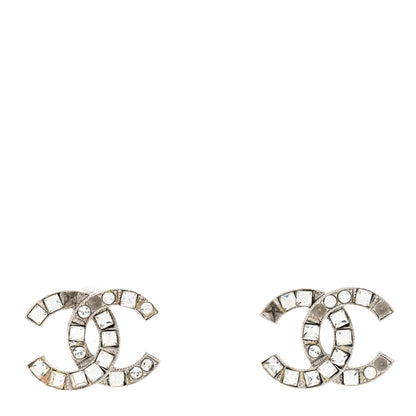 Chanel Crystal CC Earrings Silver 1 of 10