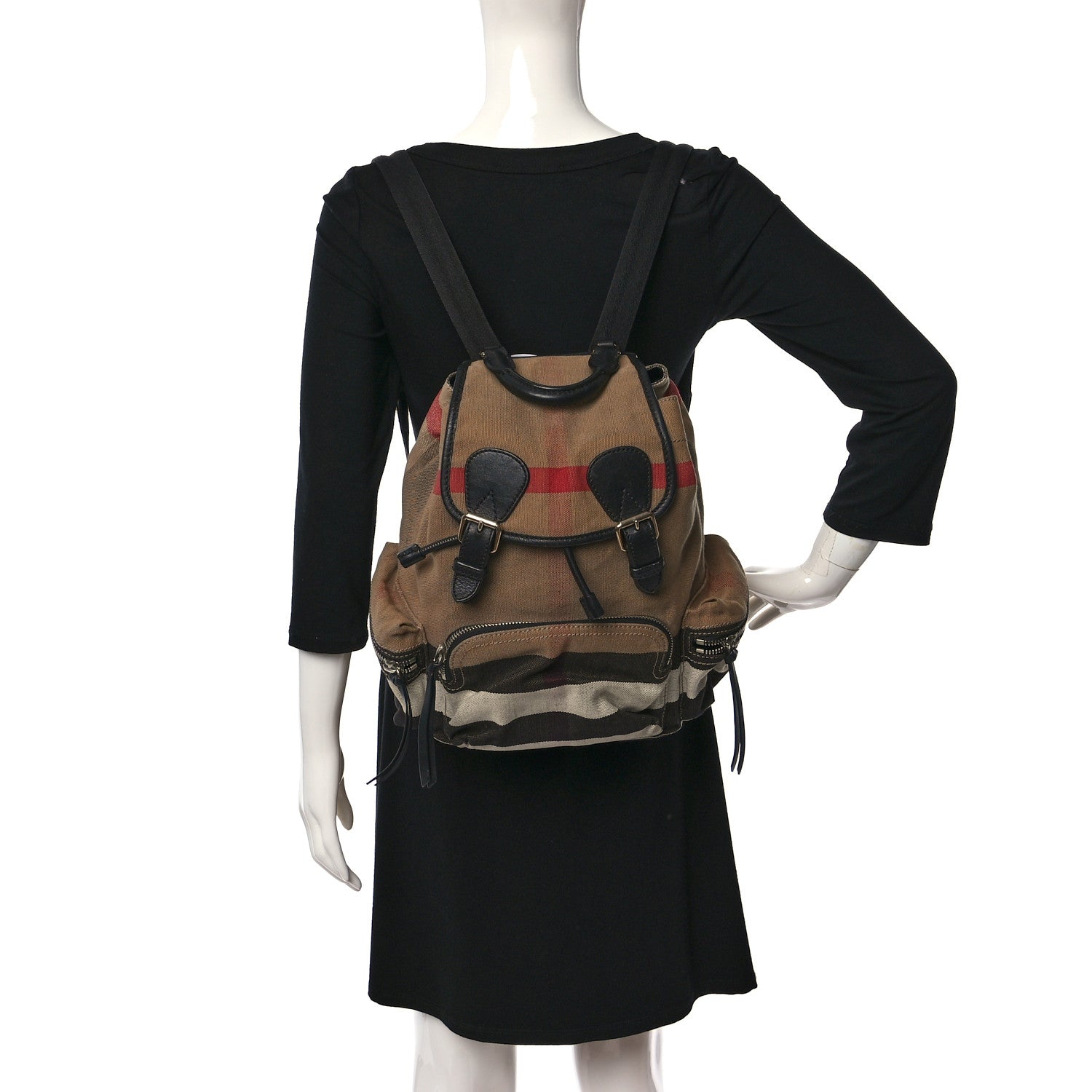 Burberry Canvas Mega Check Medium Rucksack Backpack Black 2 of 8