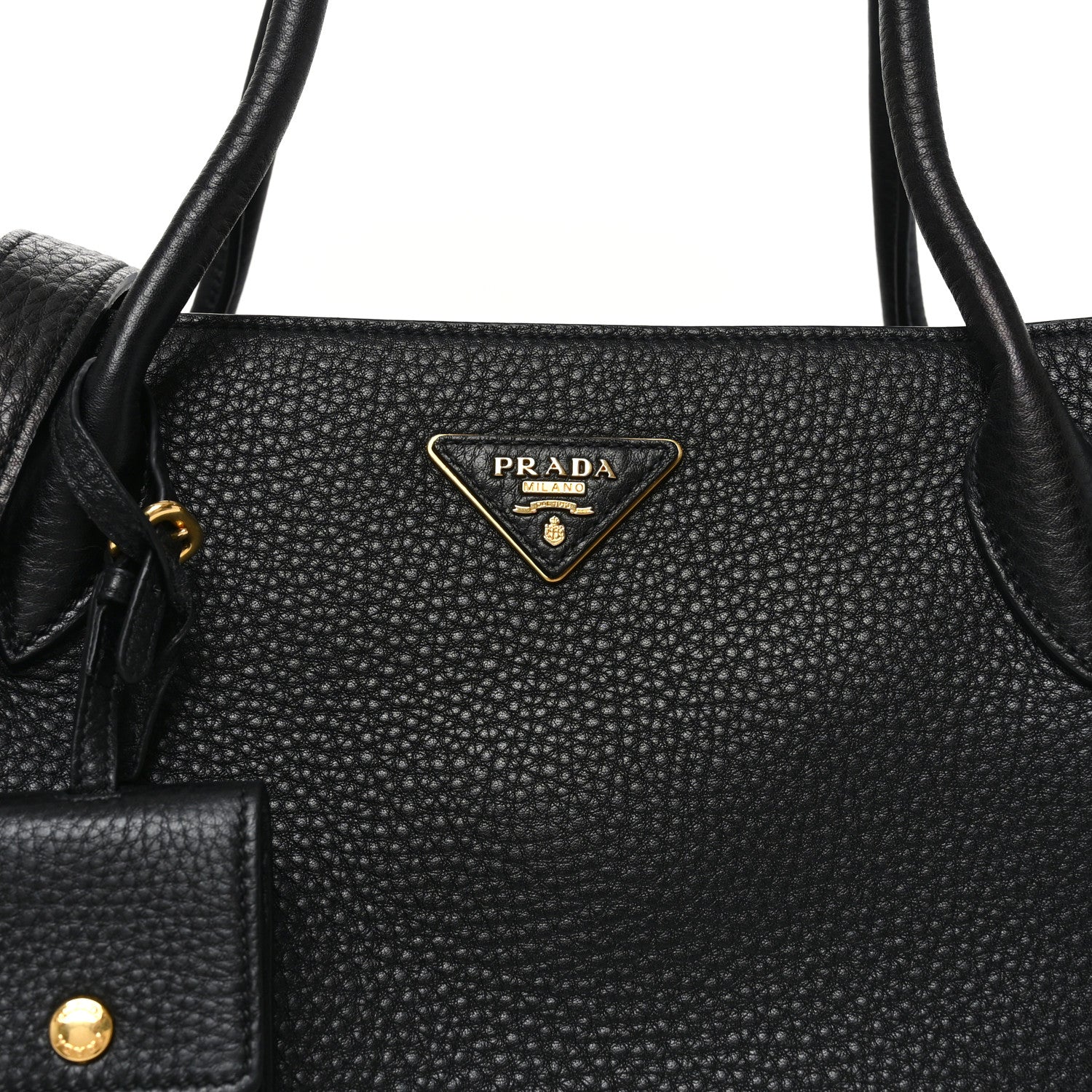 Prada Vitello Daino Soft Zippered Top Handle Bag Black 7 of 9