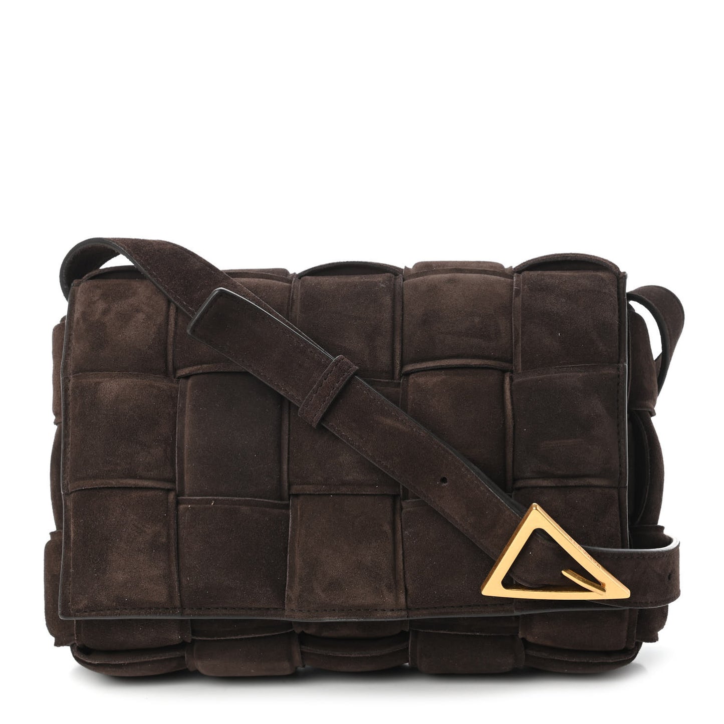 Suede Maxi Intrecciato Padded Cassette Crossbody Bag Fondant