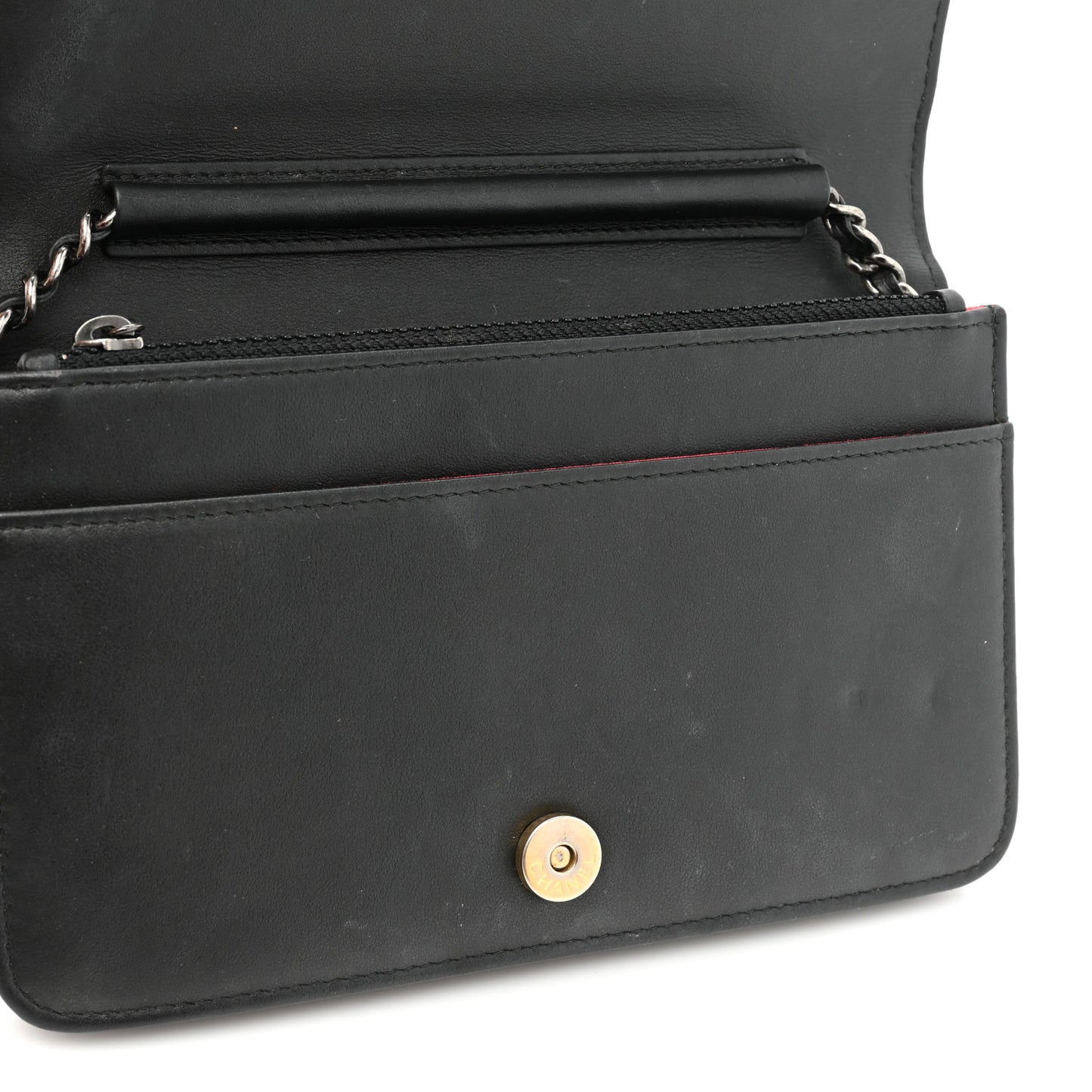 Aged Calfskin Quilted Gabrielle Wallet On Chain WOC Beige Black