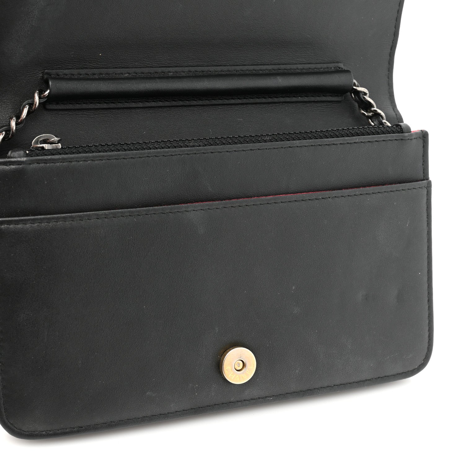 Chanel Aged Calfskin Quilted Gabrielle Wallet On Chain WOC Beige Black 13 of 18