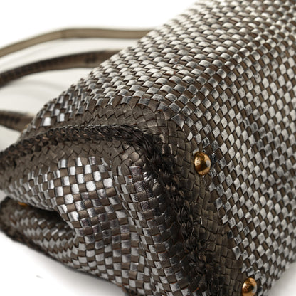 Prada Goatskin Woven Medium Tote Moro 12 of 17