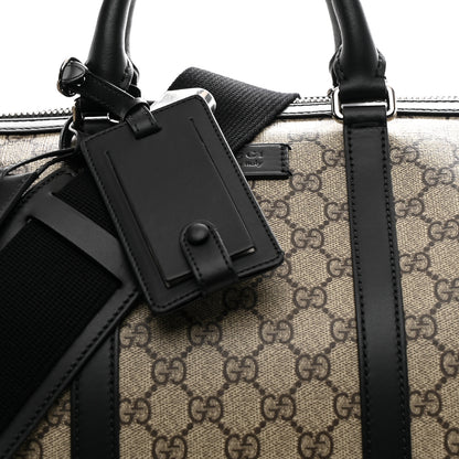 Gucci GG Supreme Monogram Selleria Calfskin Medium Duffle Beige Ebony Black 7 of 9