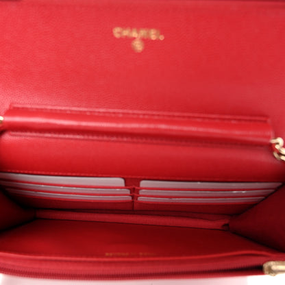 Chanel Caviar Quilted Wallet on Chain WOC Red 5 of 12