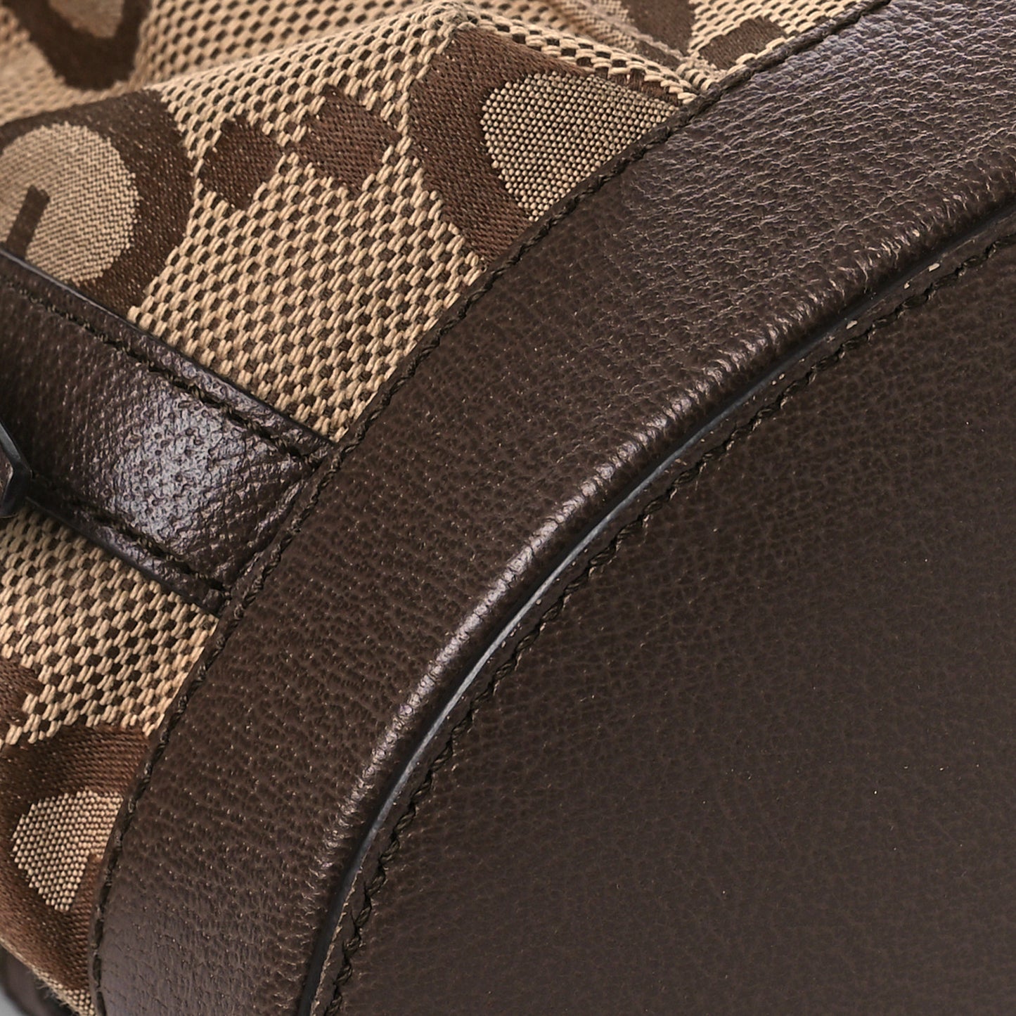 Monogram Jumbo GG Textured Dollar Calfskin Web Double Buckle Backpack Camel Ebony New Acero