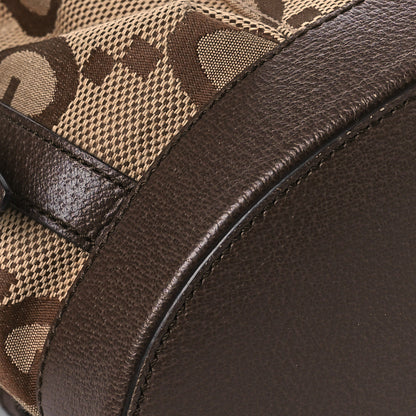 Gucci Monogram Jumbo GG Textured Dollar Calfskin Web Double Buckle Backpack Camel Ebony New Acero 10 of 12