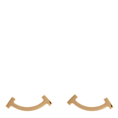 Tiffany 18K Rose Gold T Smile Stud Earrings 1 of 5