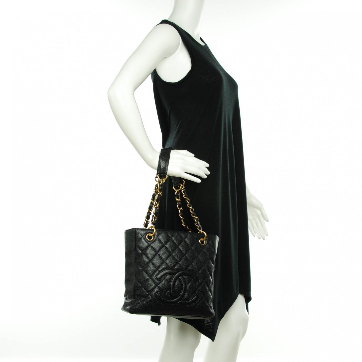 Caviar Petit Shopping Tote PST Black