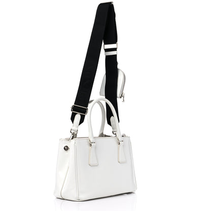 Prada Spazzolato Small Galleria Double Zip Tote White Black 3 of 10