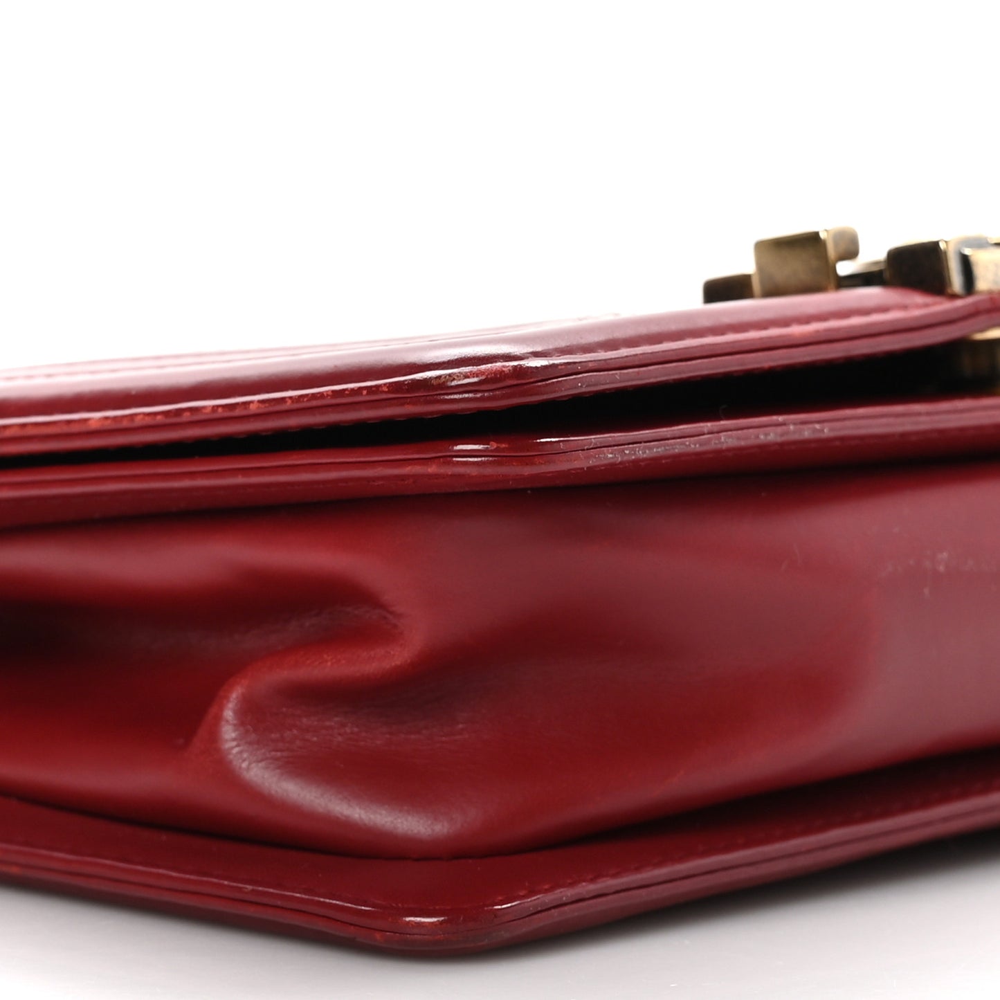 Glazed Calfskin Small Boy Flap Red