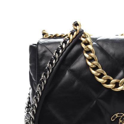 Chanel Goatskin Quilted Maxi 19 Flap Black 10 of 11