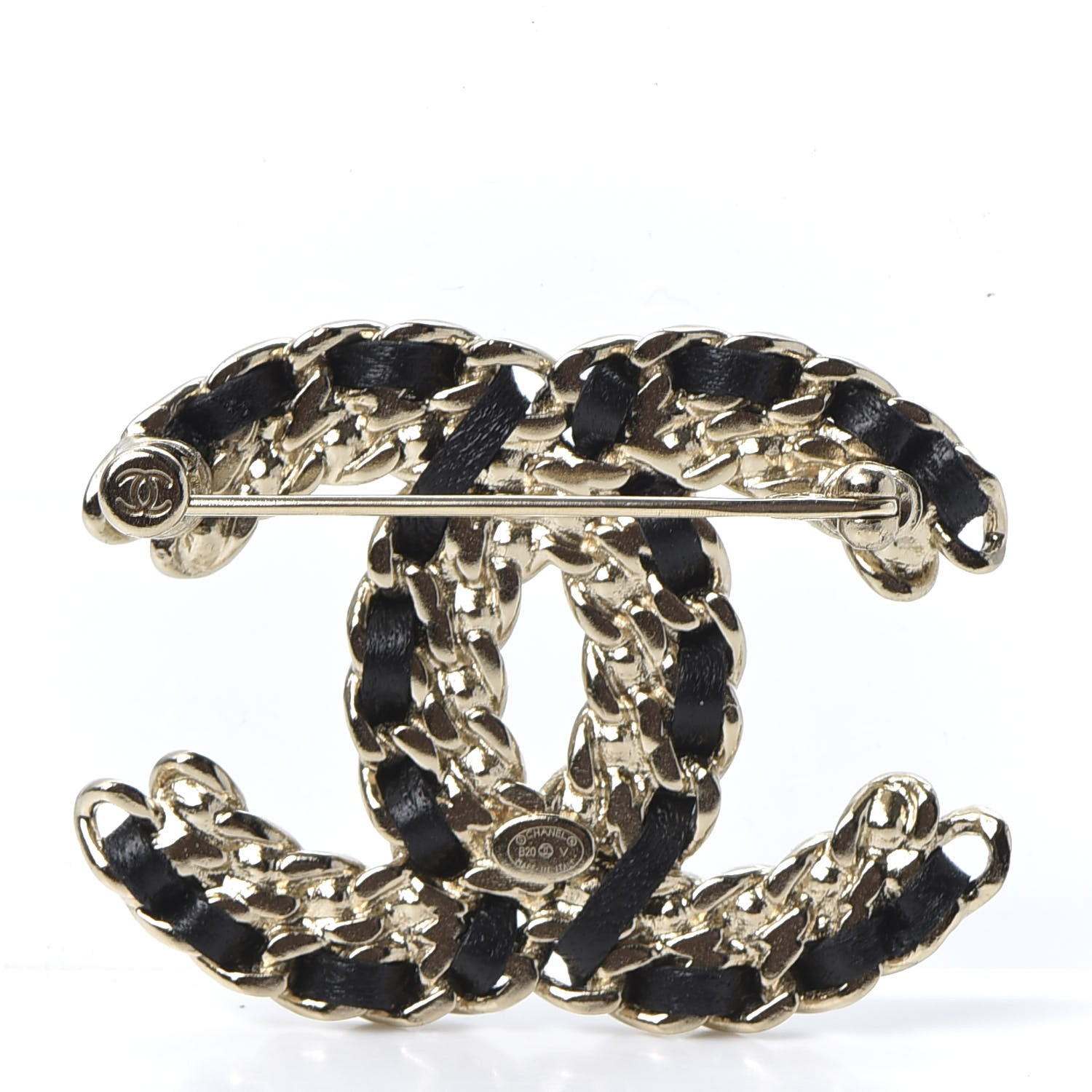 Chanel Lambskin Crystal Vintage Allure CC Chain Brooch Black Gold 6 of 8
