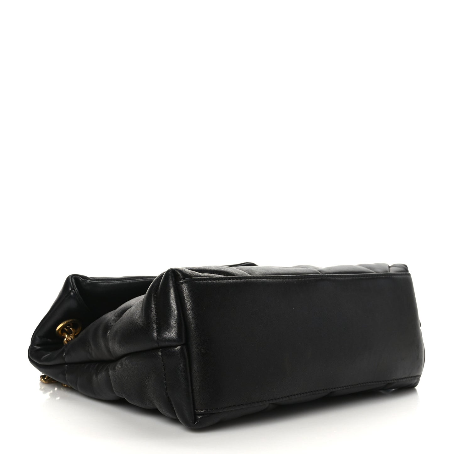 Lambskin Quilted Small Loulou Puffer Monogram Chain Satchel Black