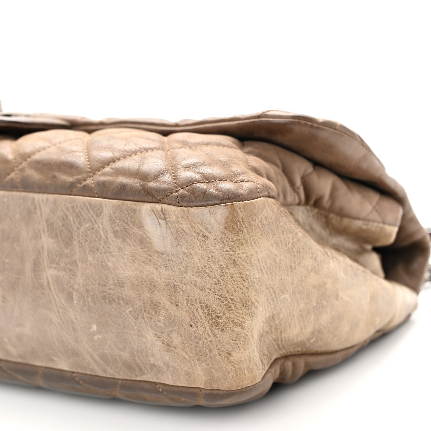 Iridescent Calfskin In The Mix Jumbo Flap Khaki