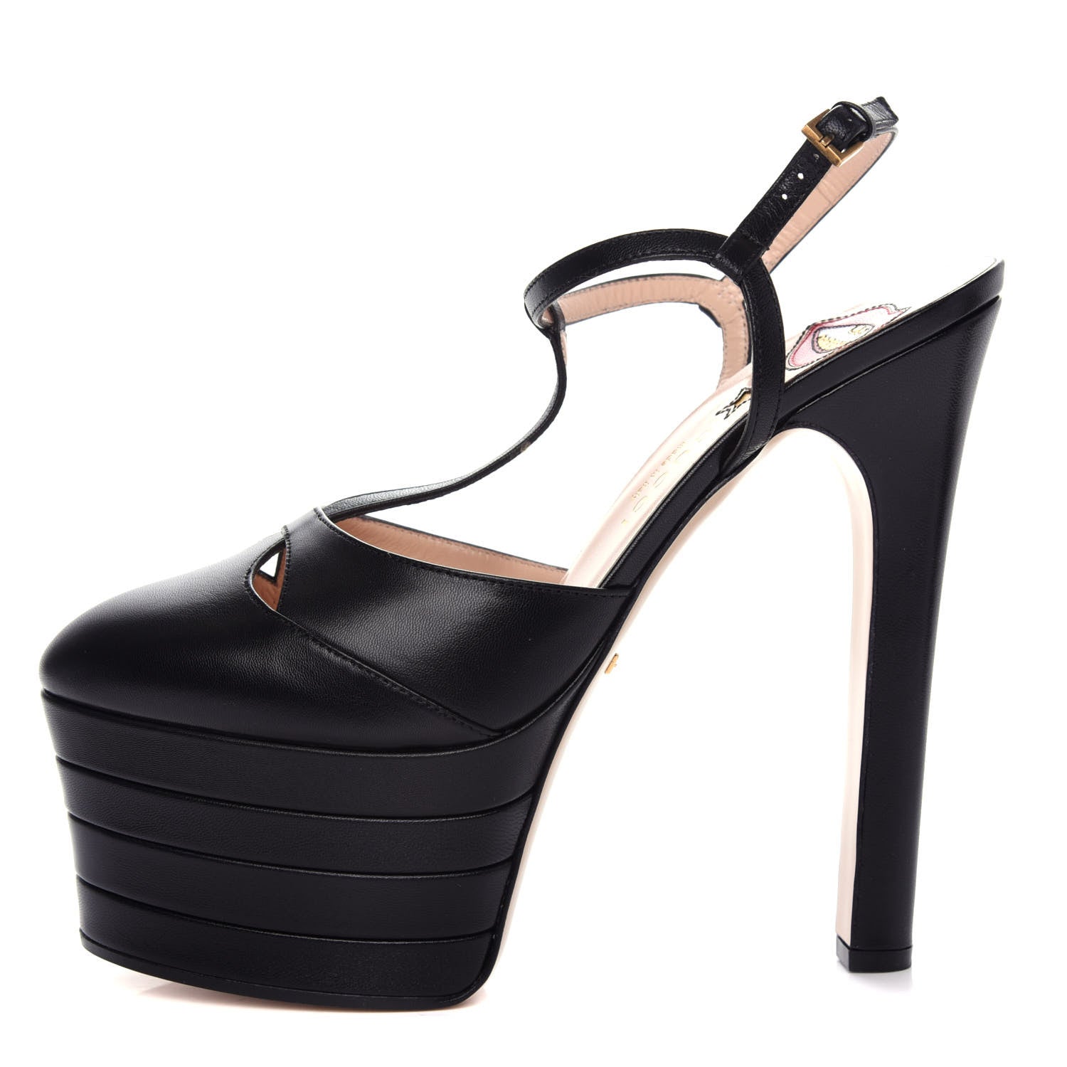 Gucci Malaga Kid T Strap Platform Pumps 39 Black 1 of 8