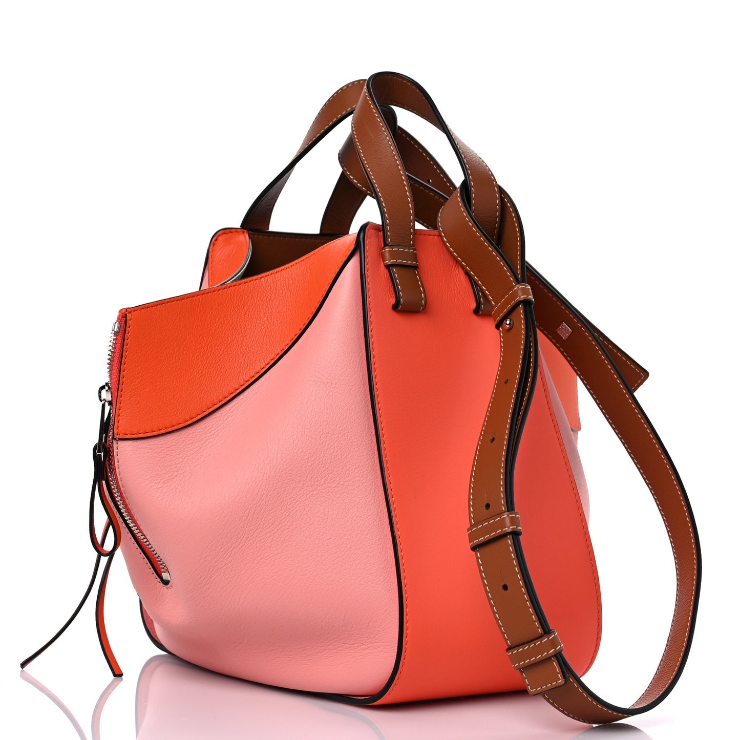 Calfskin Small Hammock Shoulder Bag Pastel Pink Orange