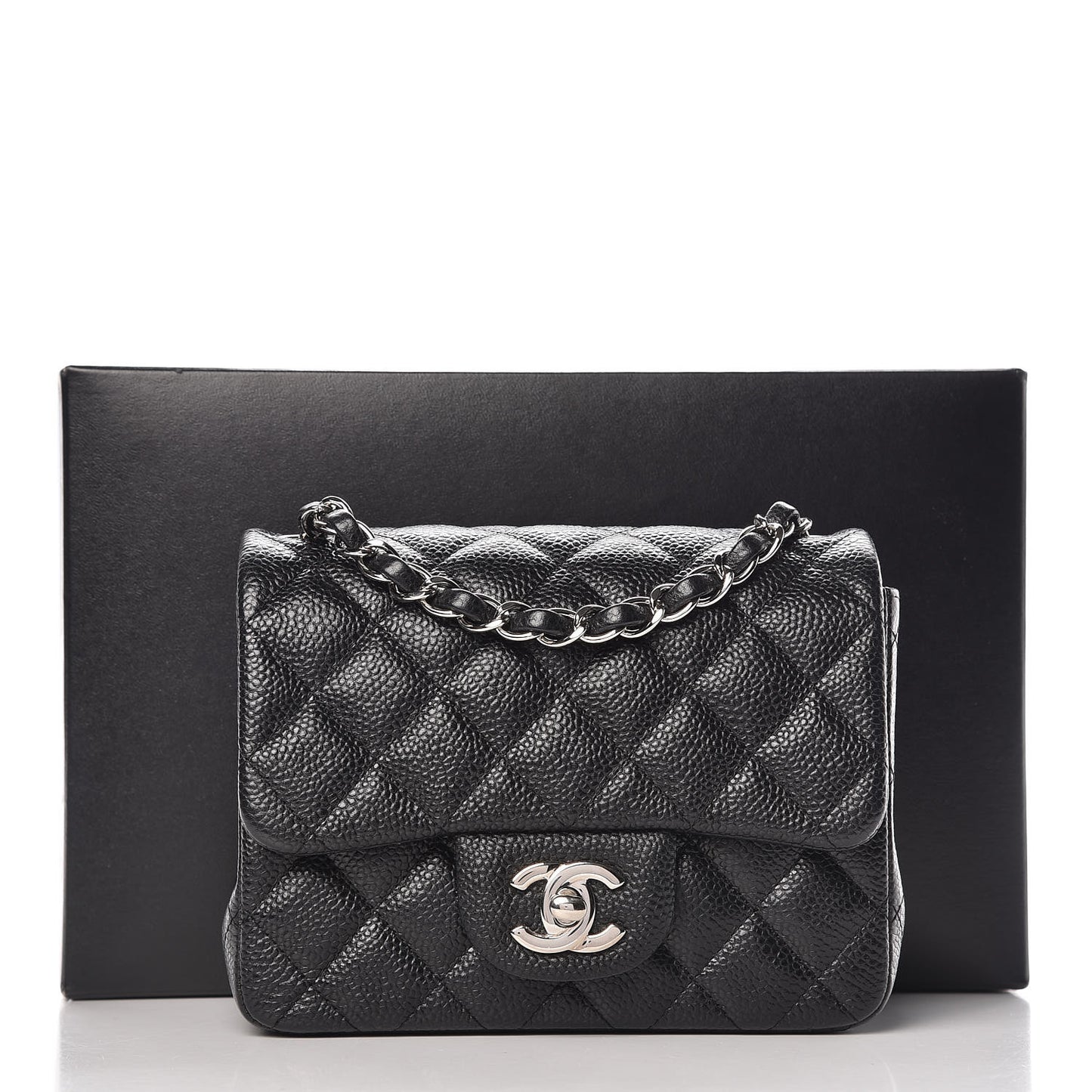 Caviar Quilted Mini Square Flap Black