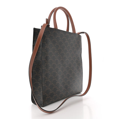 Celine Triomphe Canvas Calfskin Small Vertical Cabas Tan 2 of 11