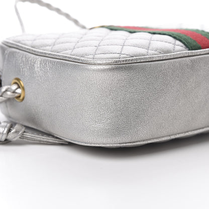 Gucci Laminated Nappa Web Trapuntata Mini GG Shoulder Bag Argento 9 of 12