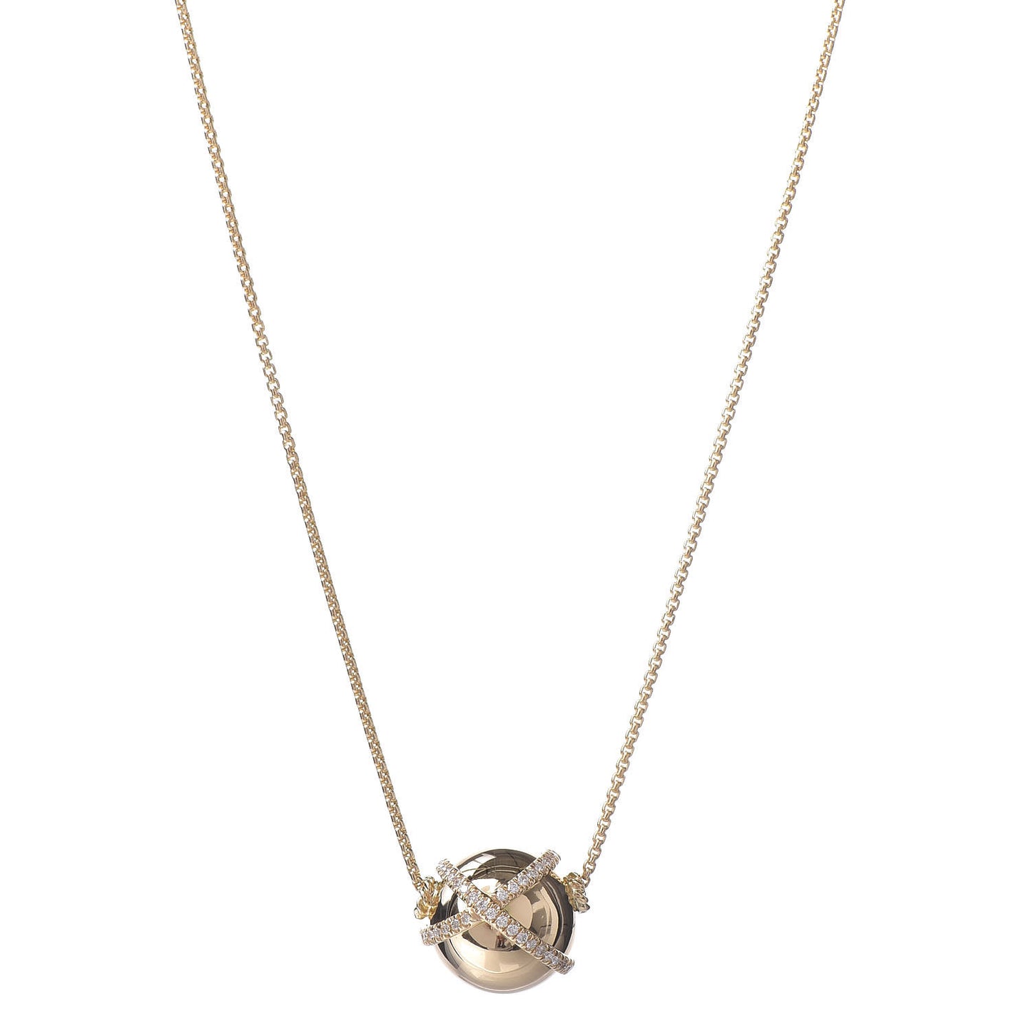 18K Yellow Gold Diamond 12mm Solari Pave Wrap Pendant Necklace