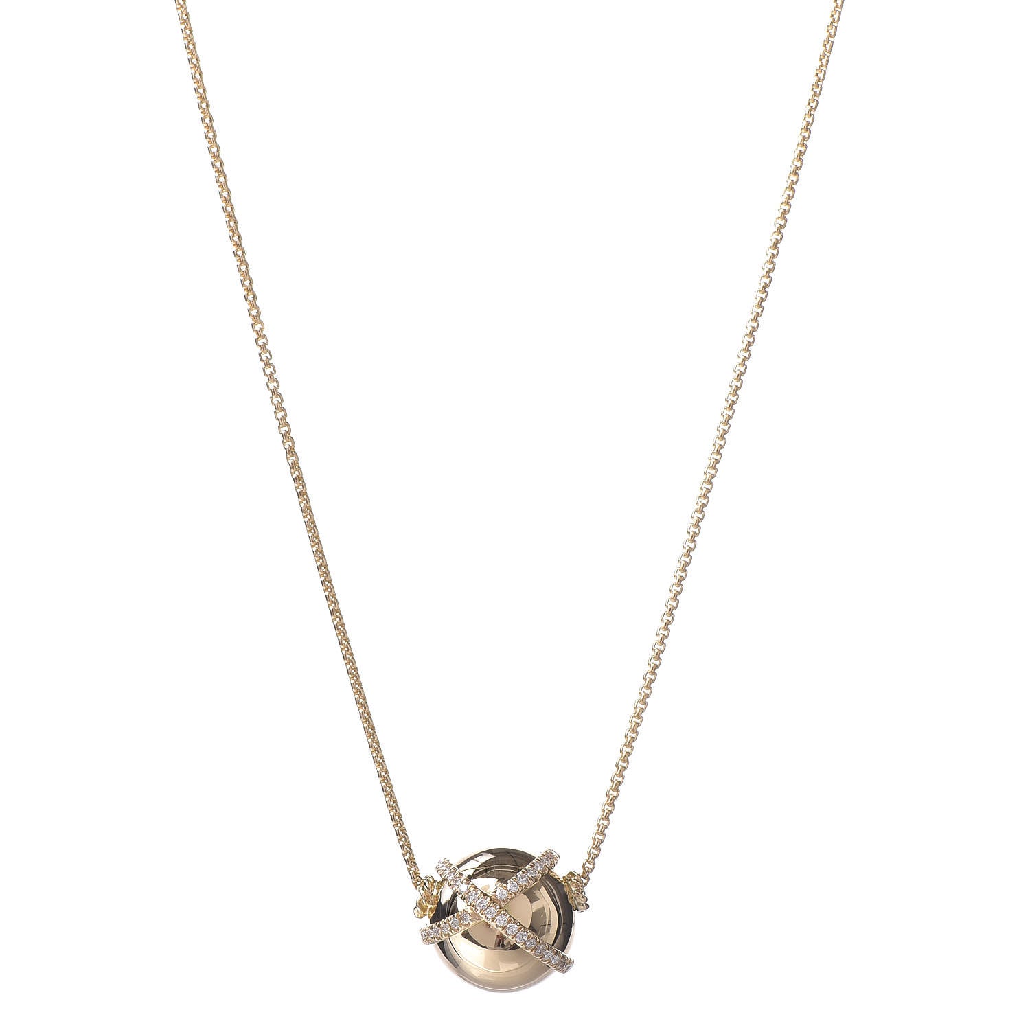David Yurman 18K Yellow Gold Diamond 12mm Solari Pave Wrap Pendant Necklace 1 of 7