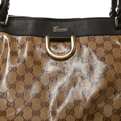 Gucci Crystal Monogram Large D Gold Ring Tote Dark Brown 8 of 11