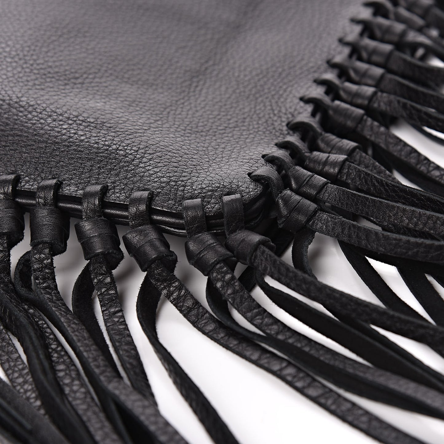 Calfskin Rockee Fringe Clutch Black