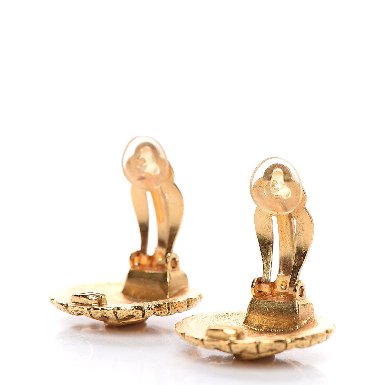 Chanel CC Button Clip On Earrings Gold 4 of 4
