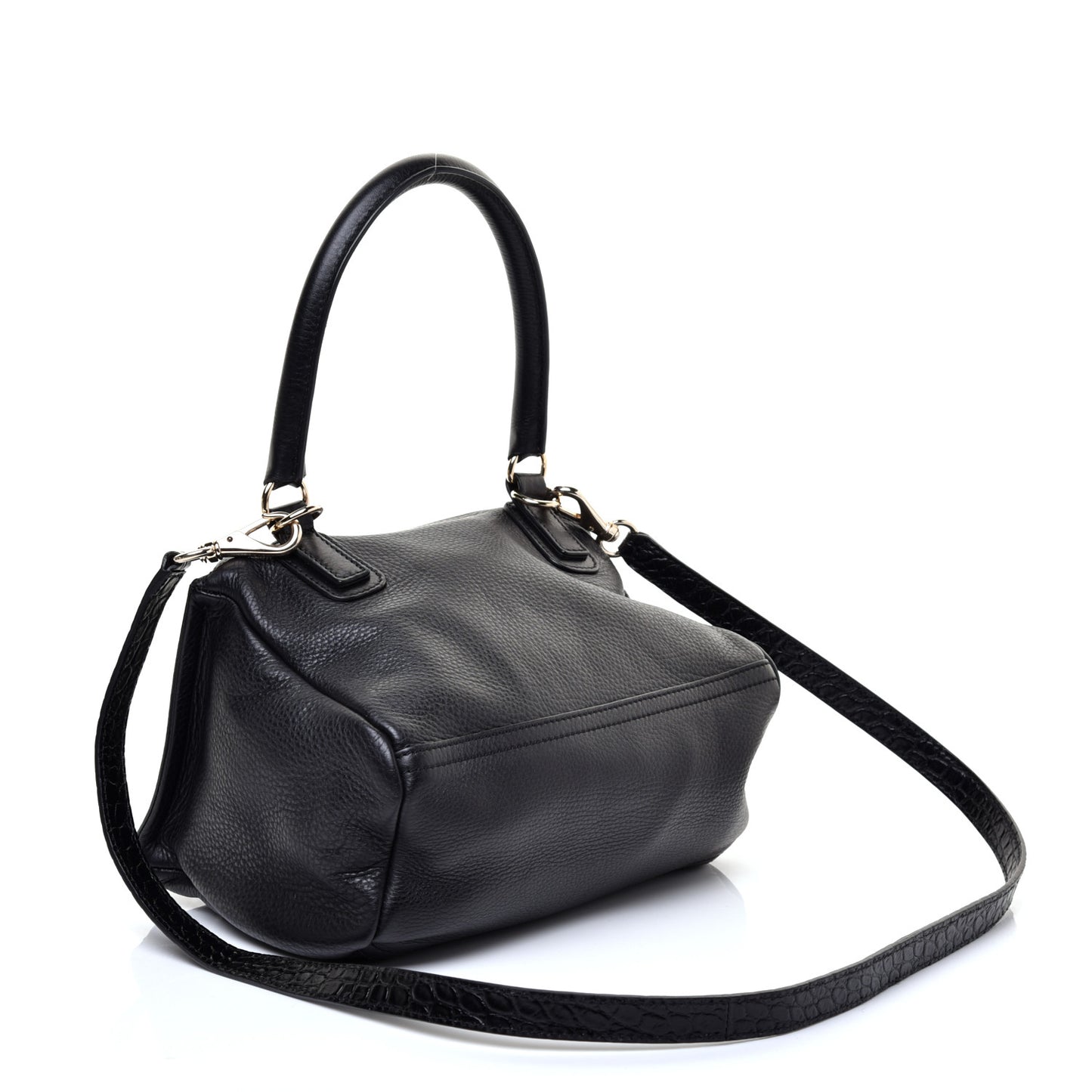 Calfskin Crocodile Embossed Small Pandora Black