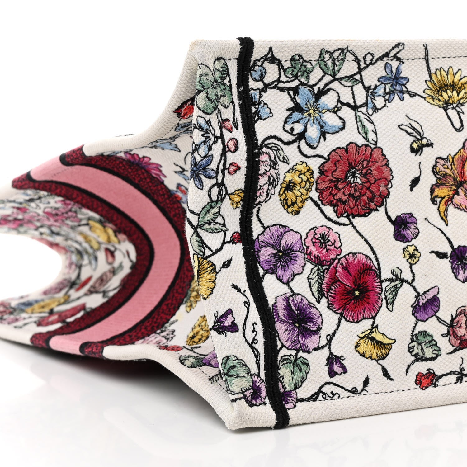 Christian Dior Canvas Embroidered Large Florilegio Book Tote White Multicolor 9 of 11