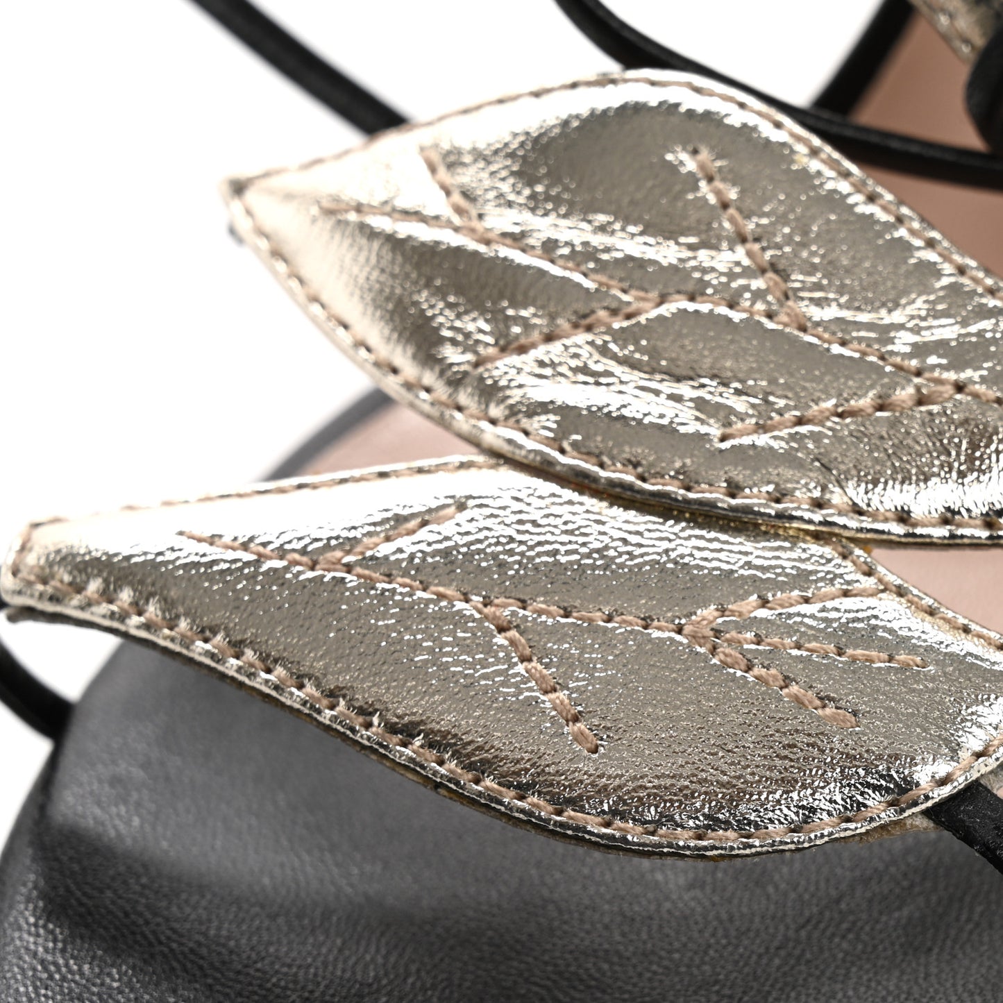 Calfskin Metallic Leaf Sanndals 36 Black Light Gold