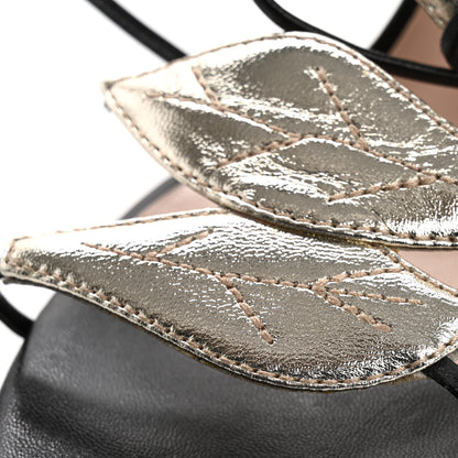 Gucci Calfskin Metallic Leaf Sanndals 36 Black Light Gold 12 of 12