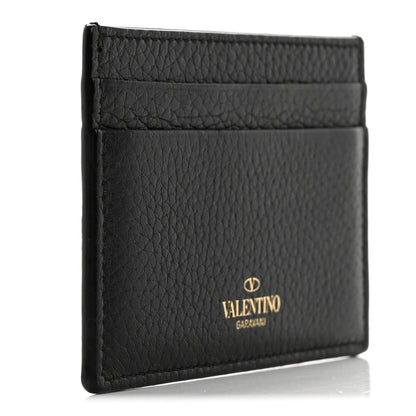 Valentino Garavani Pebbled Calfskin Rockstud Card Holder Black 3 of 7