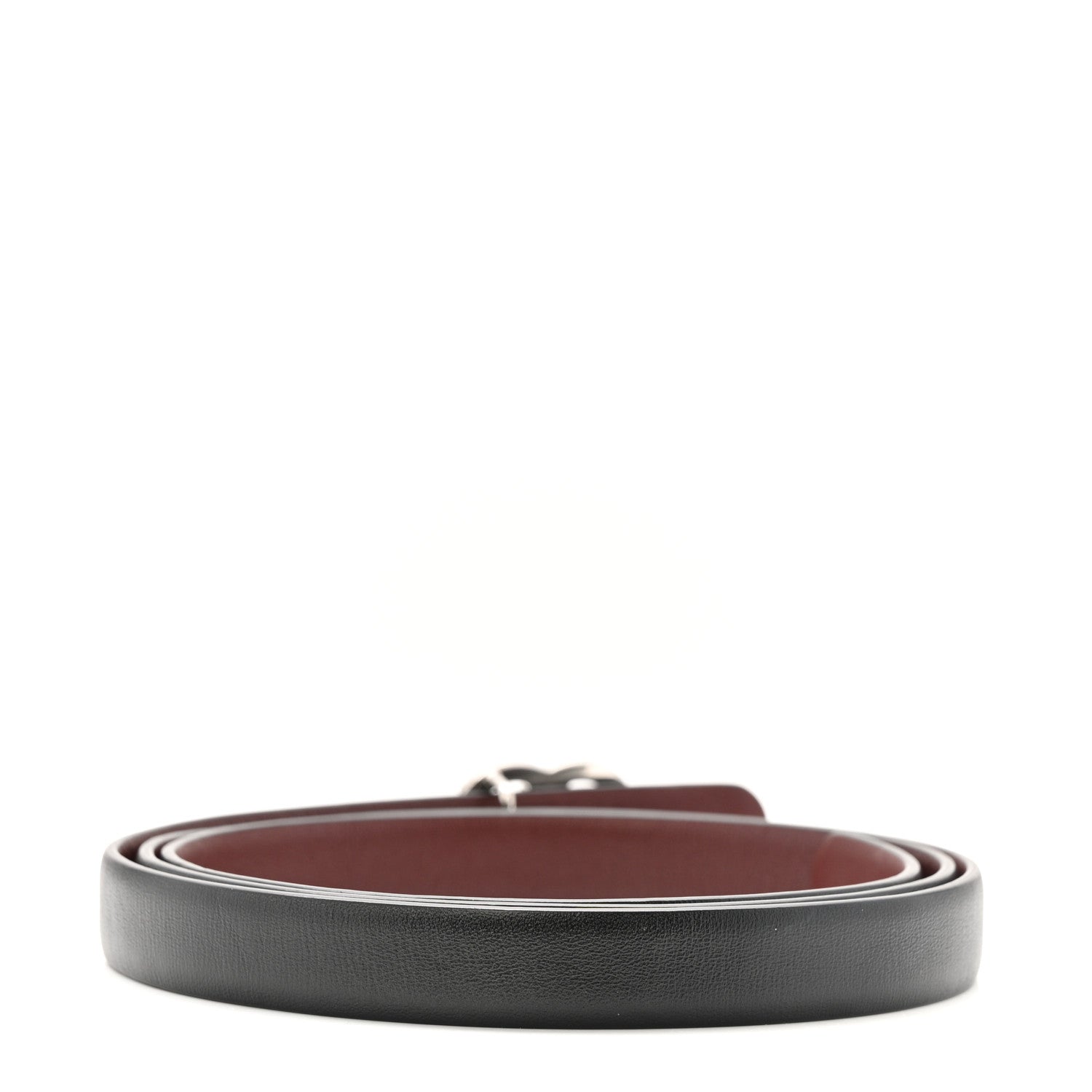 Chanel Calfskin CC Skinny Reversible Belt 90 36 Black Burgundy 3 of 9