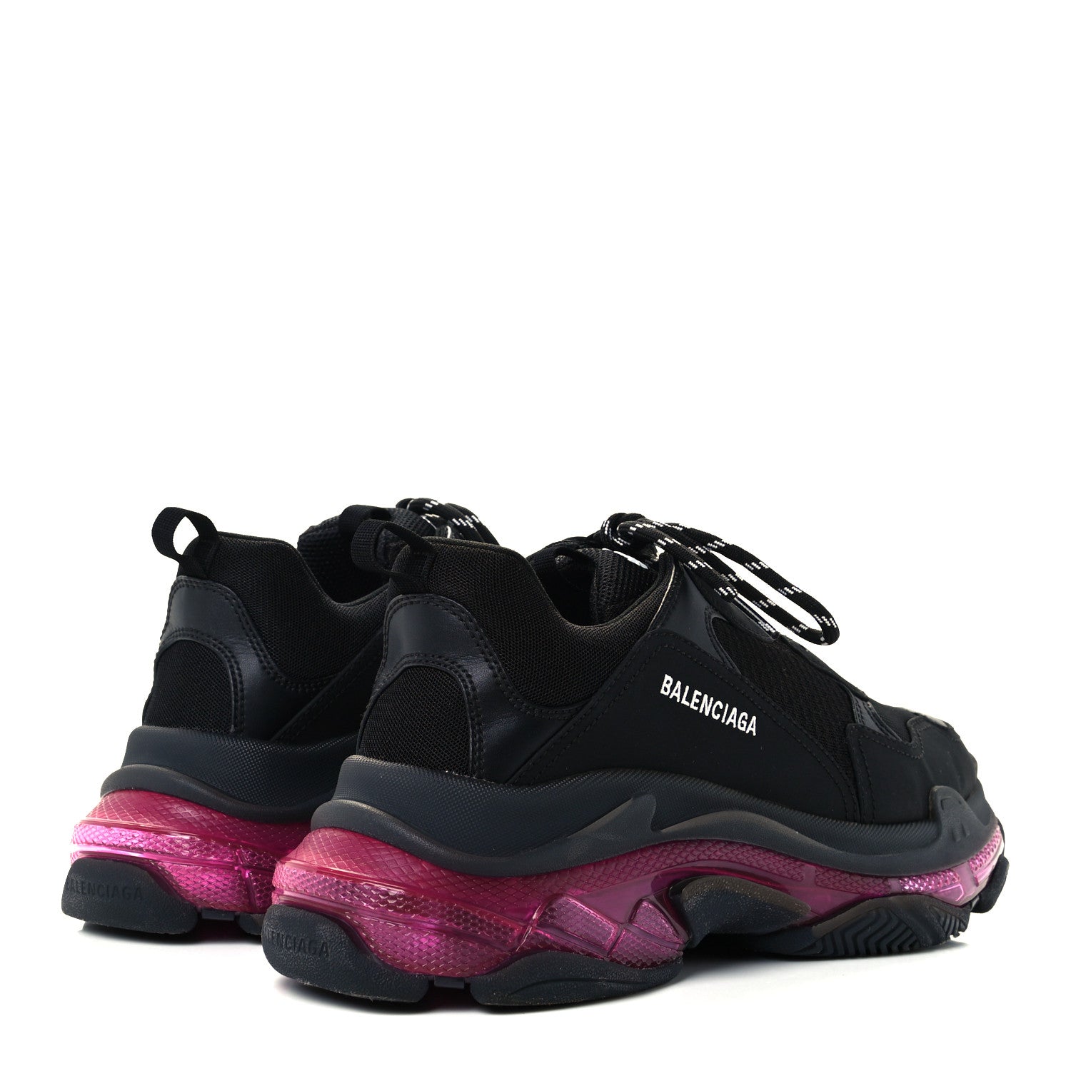Balenciaga Fabric Mesh Clear Sole Mens Triple S Sneakers 45 Black Pink Neon 4 of 11