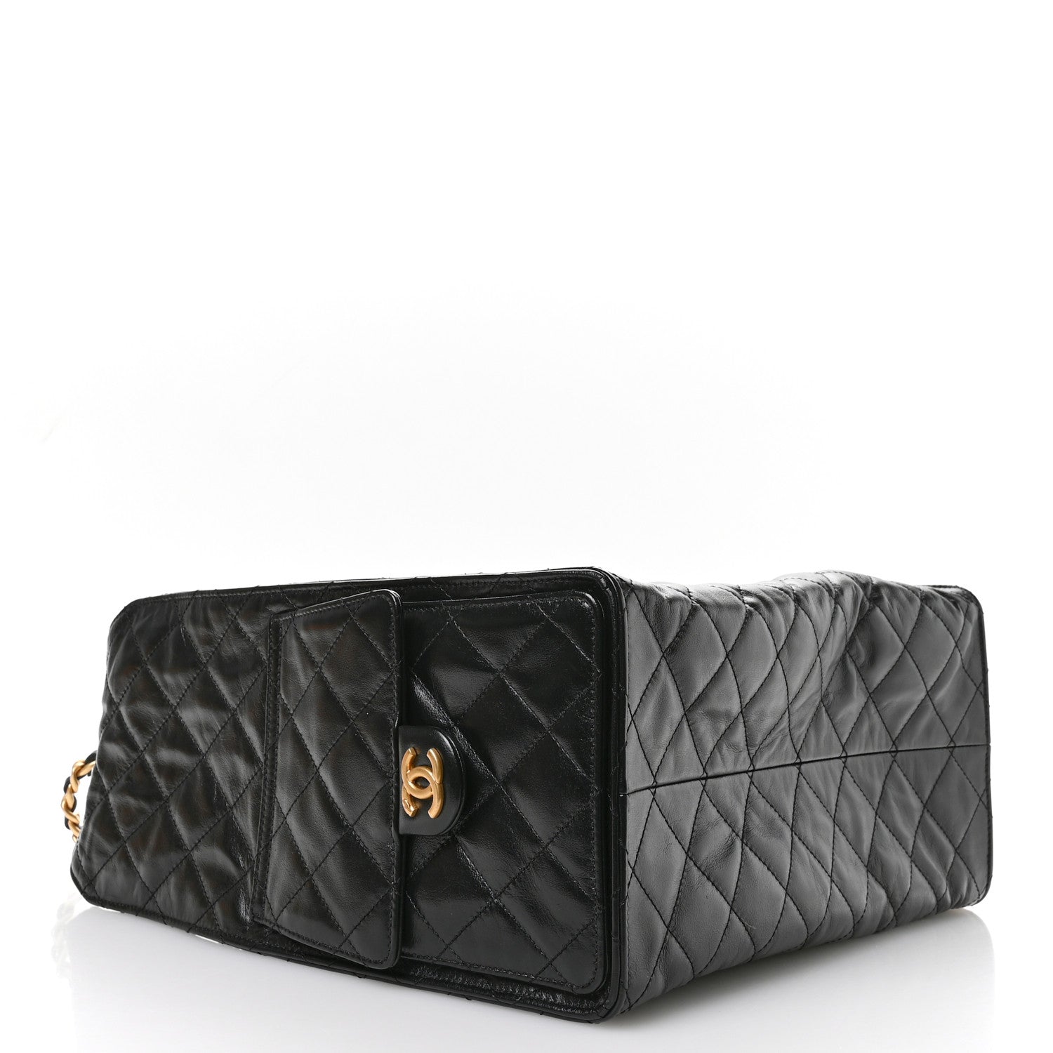 Chanel Shiny Crumpled Calfskin Quilted Medium Chanel 25 Handbag  Black 4 of 11