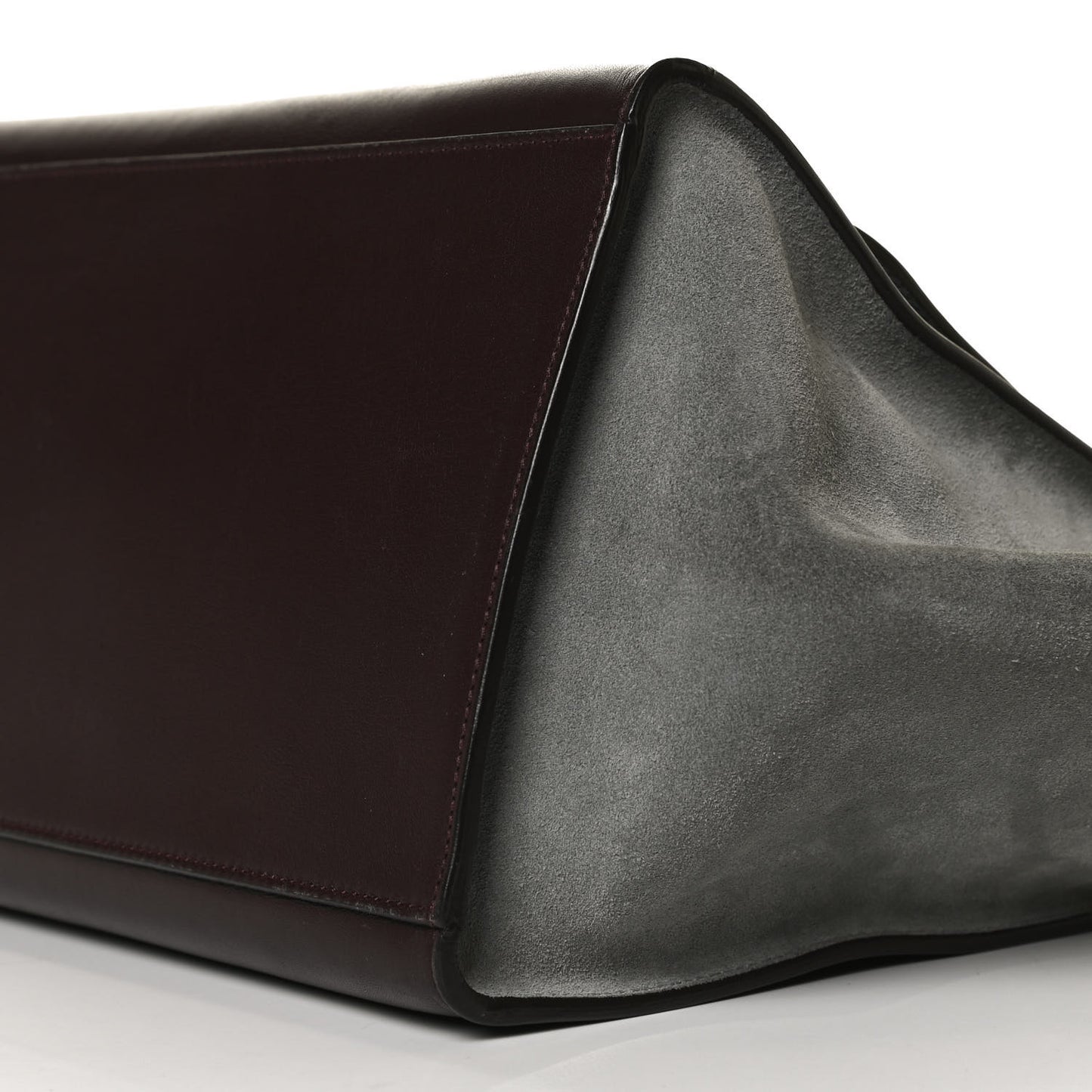 Smooth Calfskin Suede Medium Tri-Color Trapeze Dark Grey