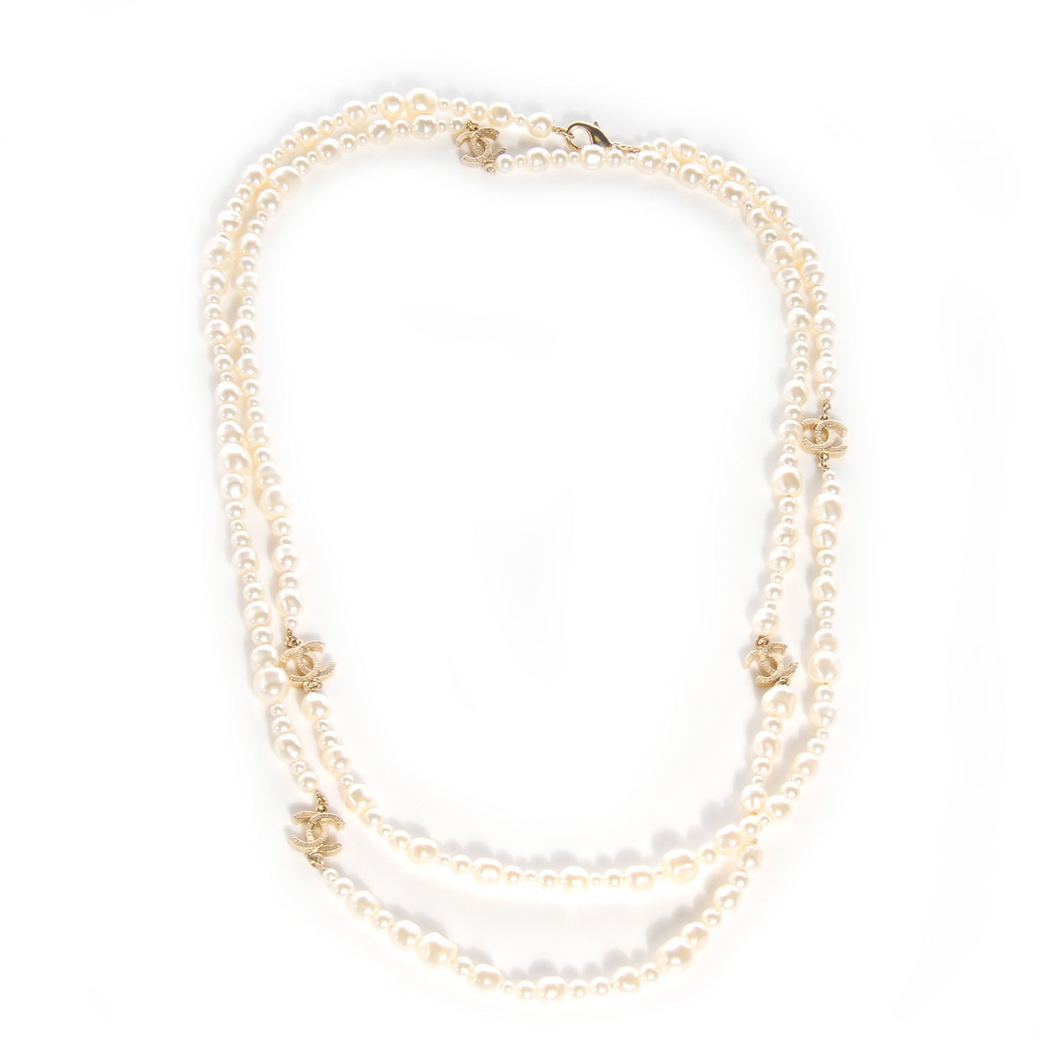 Chanel Pearl Classic CC Long Necklace Gold 1 of 6