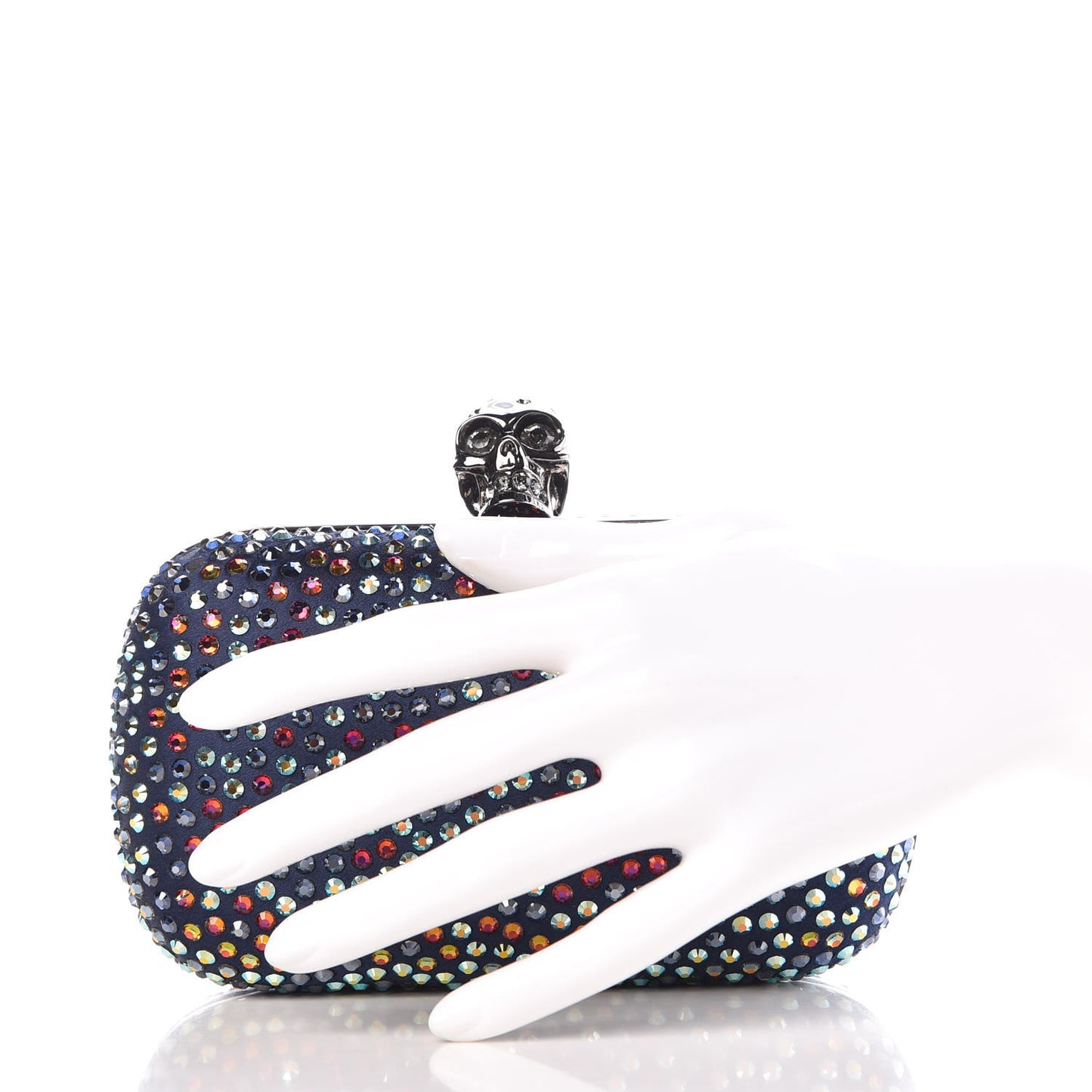Silk Crystal Skull Box Clutch Multicolor