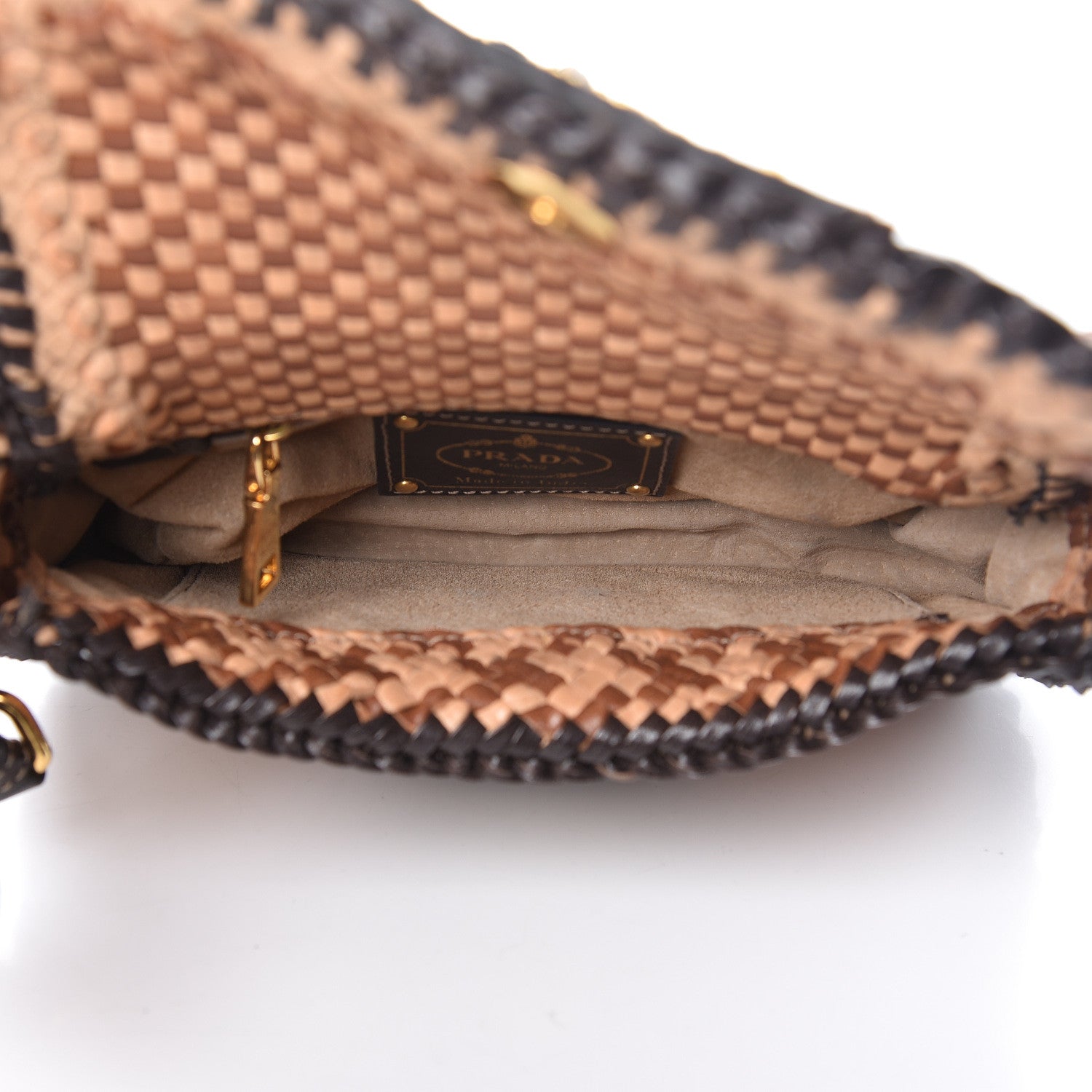 Prada Goatskin Woven Flap Crossbody Sughero Caramel 5 of 14