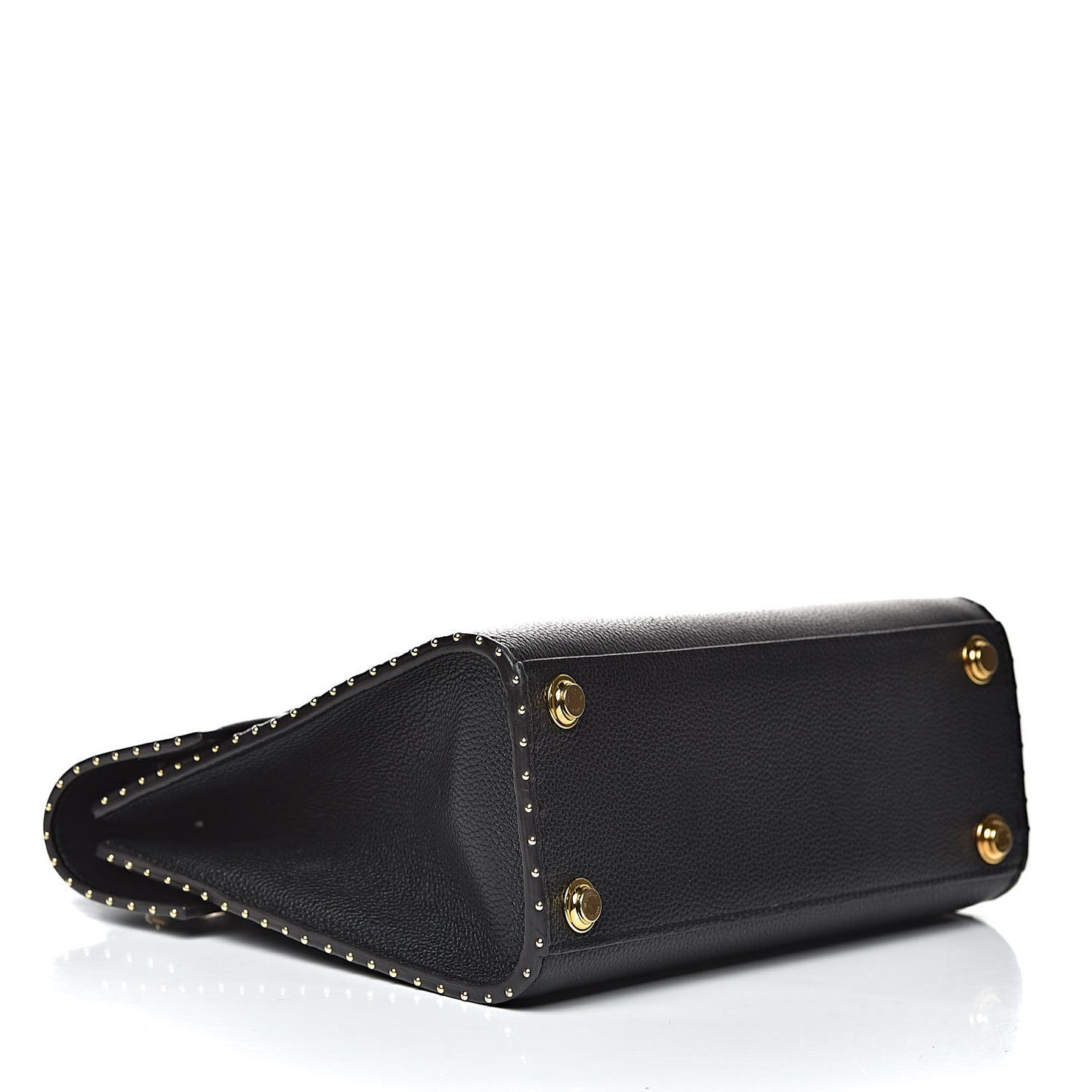 Calfskin Taurillon Studded City Steamer One Handle Bag Black