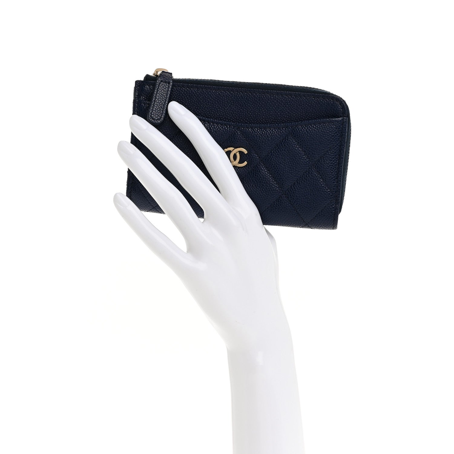 Chanel Caviar Quilted CC Zip Around Card Holder Navy 2 of 12