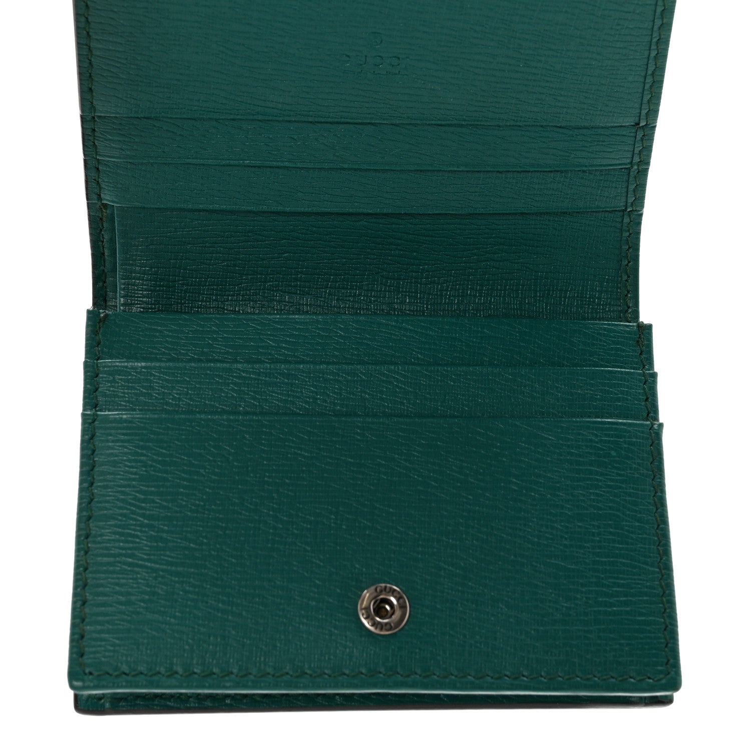 Gucci Shangai Calfskin Blooms Print Card Case Wallet Clear Bright Emerald Multicolor 5 of 14