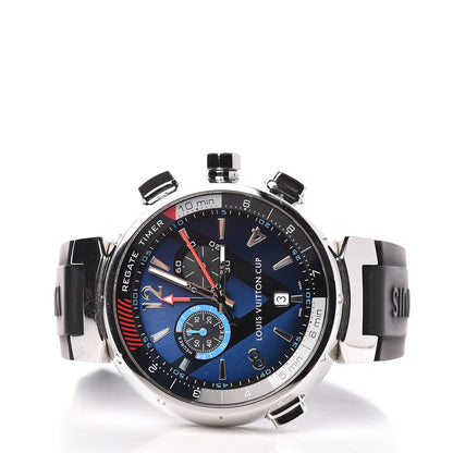 Louis Vuitton Stainless Steel Rubber 44mm Tambour Regatta Quartz Watch Blue 3 of 5