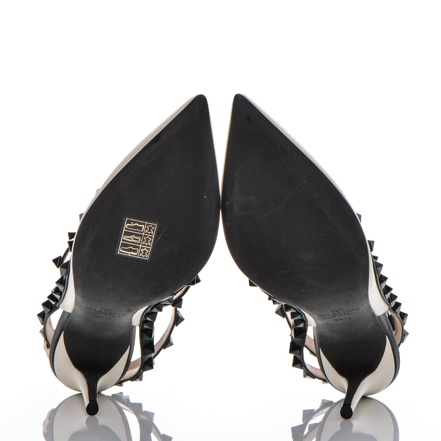 Valentino Garavani Nappa Rockstud Ankle Strap 100mm Pumps 35.5 Light Ivory Black 7 of 7