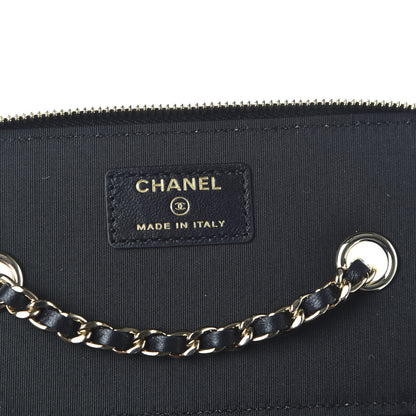 Chanel Raffia Jute Striped Small Vanity Case With Chain Black Beige 8 of 11