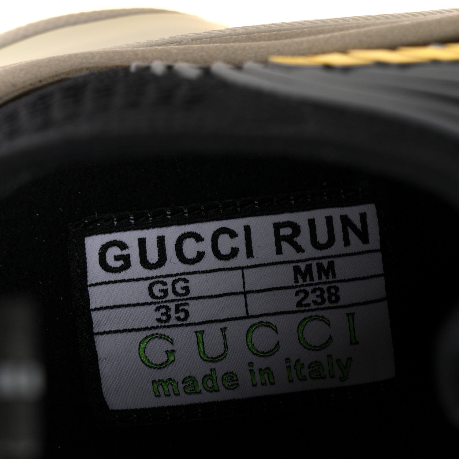 Gucci Technical Knit Fabric Waves Womens Gucci Run Sneakers 35 Black Silver Giallo Neon Yellow 8 of 9